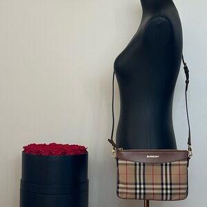 Authentic Burberry Beige and Black Checkered Shoulder Bag original price $1050.